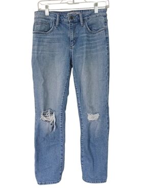 Joe's Jeans Light Medium Blue Straight-Leg Distressed Knee Women’s Jeans Size 27